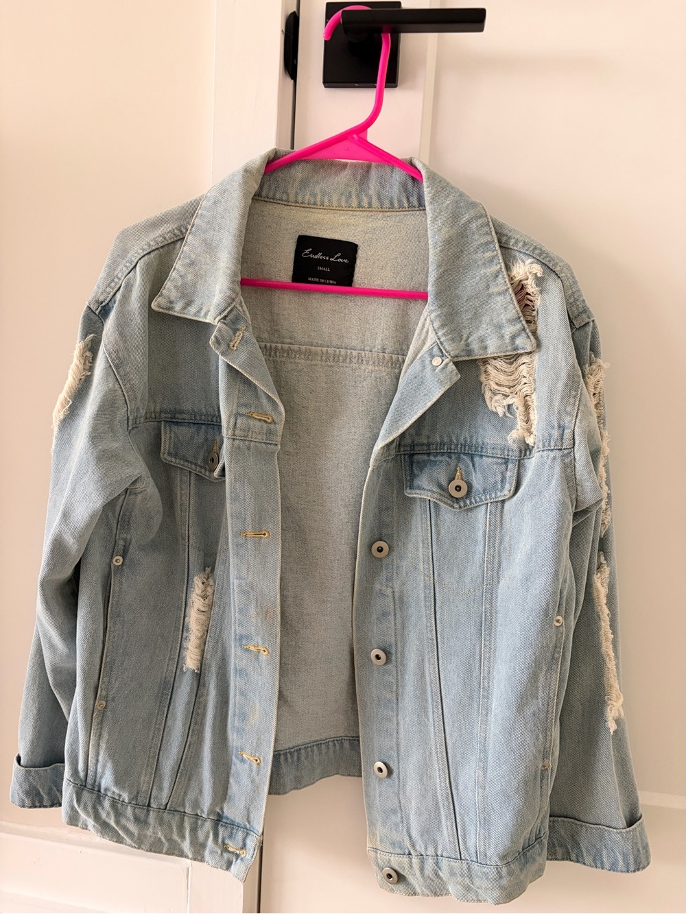 Light Blue oversized Distressed Denim Jacket